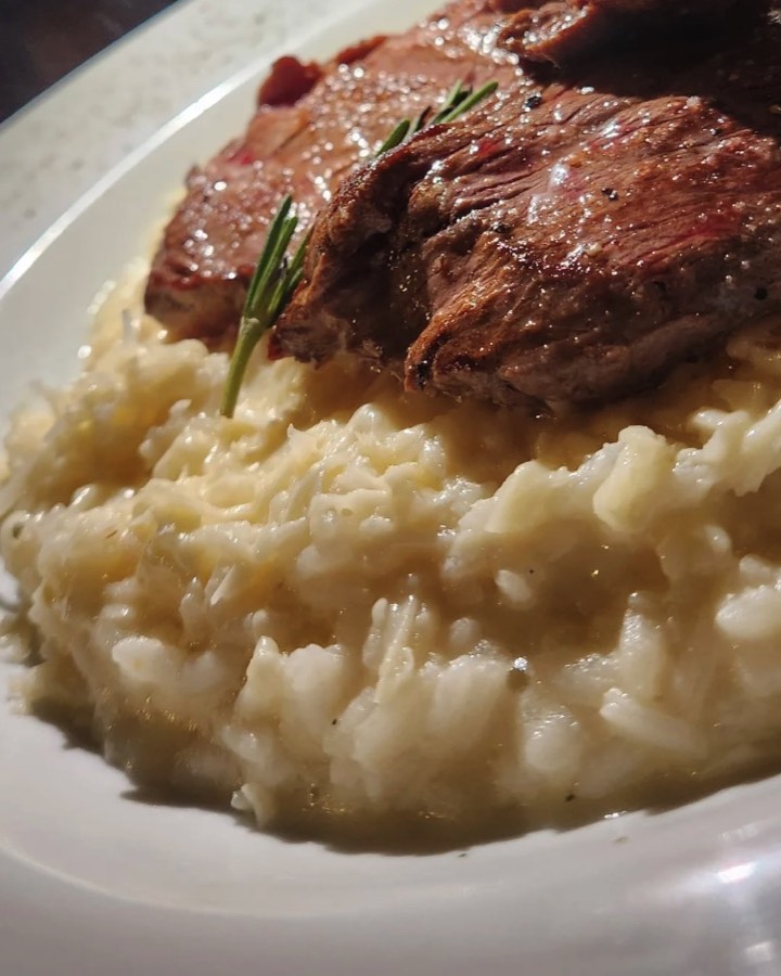 Risoto com filé mignon, detalhe