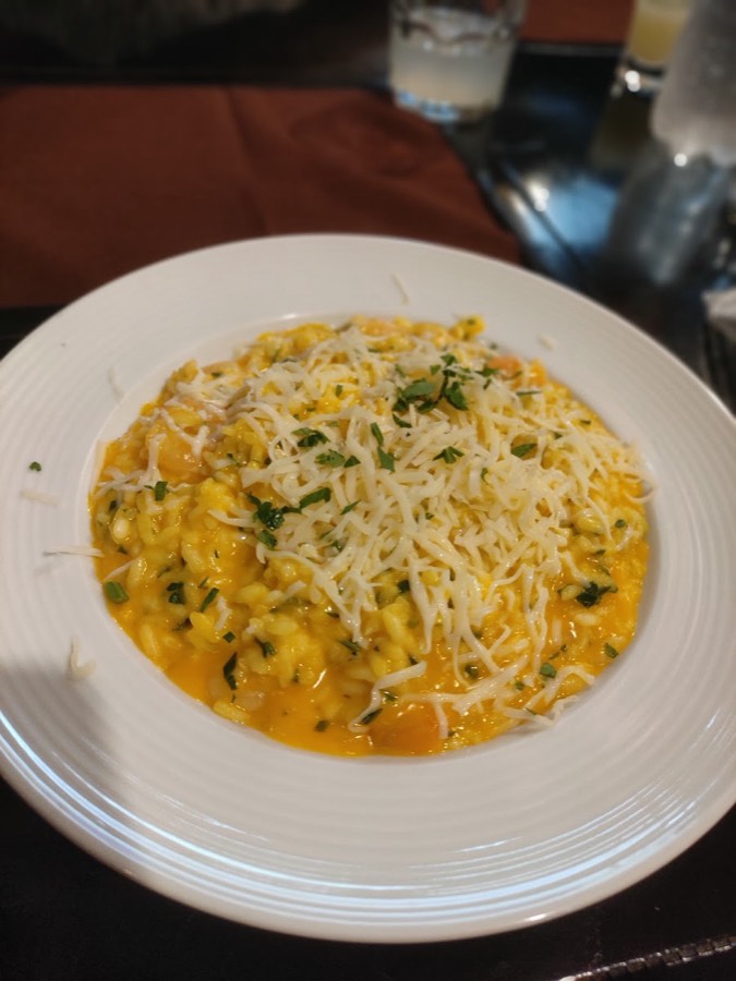 Risoto servido no Quintal d'Casa Bistrô